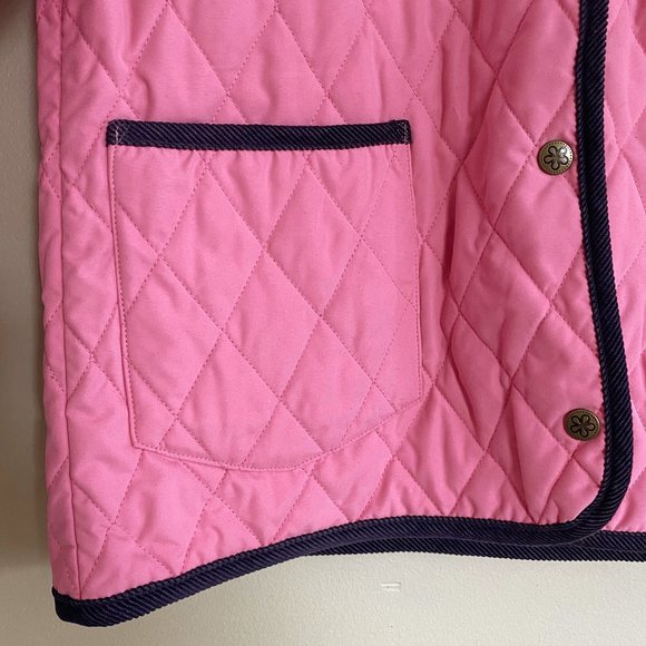 LL Bean pink corduroy girl quilted button jacket - Picture 5 of 8